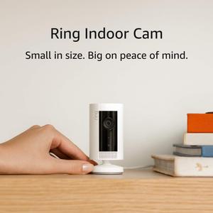 Ring Indoor Cam (1st Gen), Compact Plug-In HD security camera with two-way talk, Works with Alexa - White