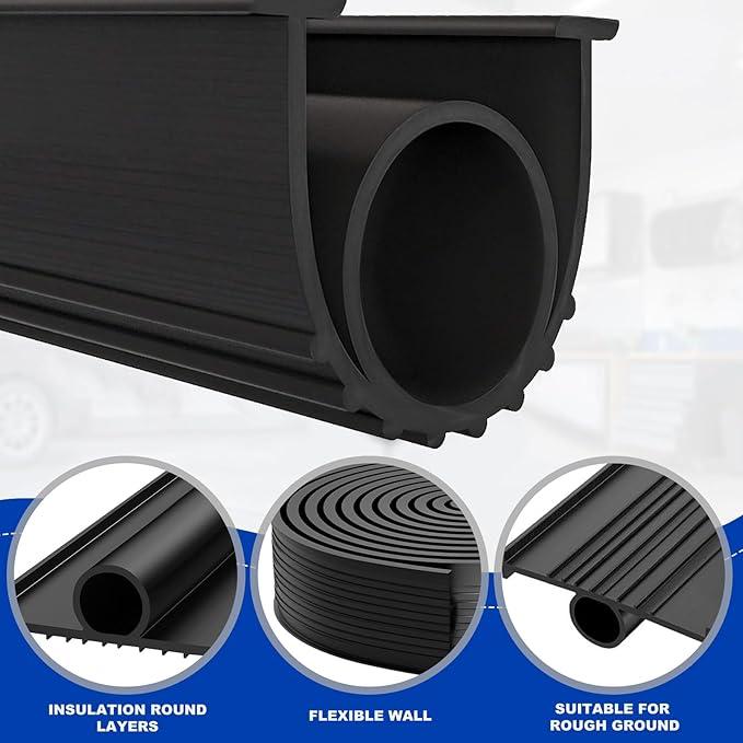 DGSL Garage Door Seals Bottom Rubber Weather Stripping Kit Seal Strip Replacement, Universal Weatherproof Threshold Buffering Sealing Rubber 5/16 inch T Ends, 3 3/4 Inch Width (10 Ft, Black)