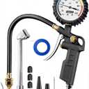 GERCHWAY Tire Inflator with Pressure Gauge  Large Glow Dial, Swivel Air Chuck with Gauge and Air Compressor Accessories  100 PSI