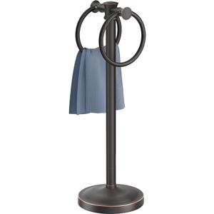 17 Inch Oil Rubbed Bronze Stainless Steel Free Standing Towel Rack Bar, Double Stand Towel Ring Hand Towel Holder Hanger, Towel Hardware for Bathroom Vanity Kitchen Countertops
