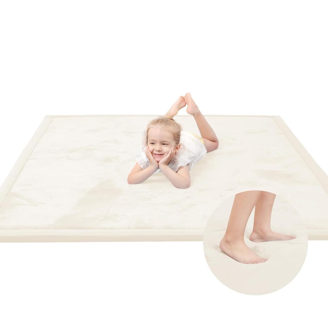 Baby Play Mat for Floor,1.3" Thick Memory foam Tummy Time Mat for Toddlers,Infants,kids,Water-Repellent Soft Nursery Rug,Extra Large Non Slip for Crawling&Yoga,Tatami Style for Living Room (Cream) Baby Play Mat for Floor,1.3" Thick Memory foam Tummy Time Mat for Toddlers,Infants,kids,Water-Repellent Soft Nursery Rug,Extra Large Non Slip for Crawling&Yoga,Tatami Style for Living Room (Cream)