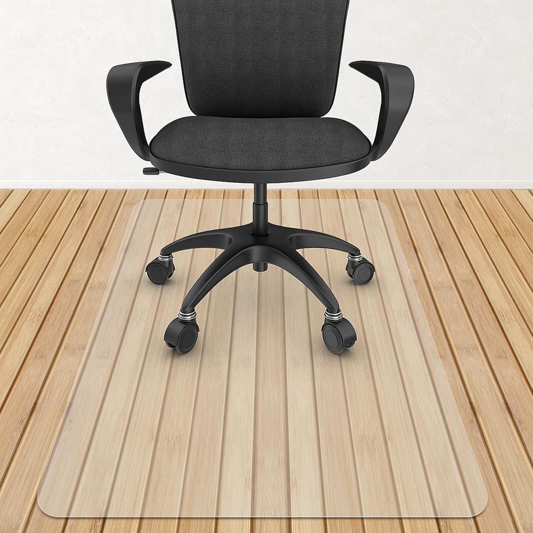Azadx Chair Mat for Hardwood Floor 46" x 60" Office Chair Mat for Hardwood Floors 2mm PVC Slip Resistant Heavy Duty Floor Protector Computer&Desk Chair Mats for Rolling Chairs (Clear)