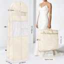 KEEGH 72" Wedding Dress Garment Bag - Tri-Fold Design Bridal Dress Bag with Shoulder Strap & Handle, Heavy-Duty Checkered Oxford Fabric for Long Wedding Gowns & Formal Gown Storage, Beige