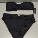 Tempt Me Women Bandeau Bikini Set Twist Strapless Two Piece Swimsuit High Cut High Waisted Bathing Suits (Black, L)