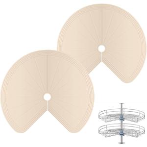 2 PCS Lazy Susan Shelf Liner,Silicone Waterproof Shelf Cabinet Liner,Non Slip Heat Resistant Lazy Susan Liners for Kitchen Cabinet(Khaki,26 Inch)