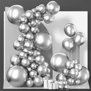 PartyWoo Metallic Silver Balloons 140 pcs Different Sizes Pack of 18 12 10 5 Inch Chrome Silver Balloon Arch Kit Garland for Graduation New Year Wedding Birthday Party Decorations Silver-G102