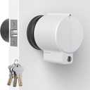 AST Door Knob Lockout Device with 3 Keys, Childproof Door Knob Covers, Lock Out to Smart Doorknob. Safety Cover for Faucet, Valve, Spigot. Prevent Access to Keyhole, Matte White with Brass Keys