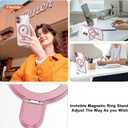 Compatible with iPhone 16 Case with Invisible Magnetic Ring Stand [Compatible with Mag-Safe] [Full Camera Lens Protector] Plating Clear Phone Case for iPhone 16 6.1", Pink