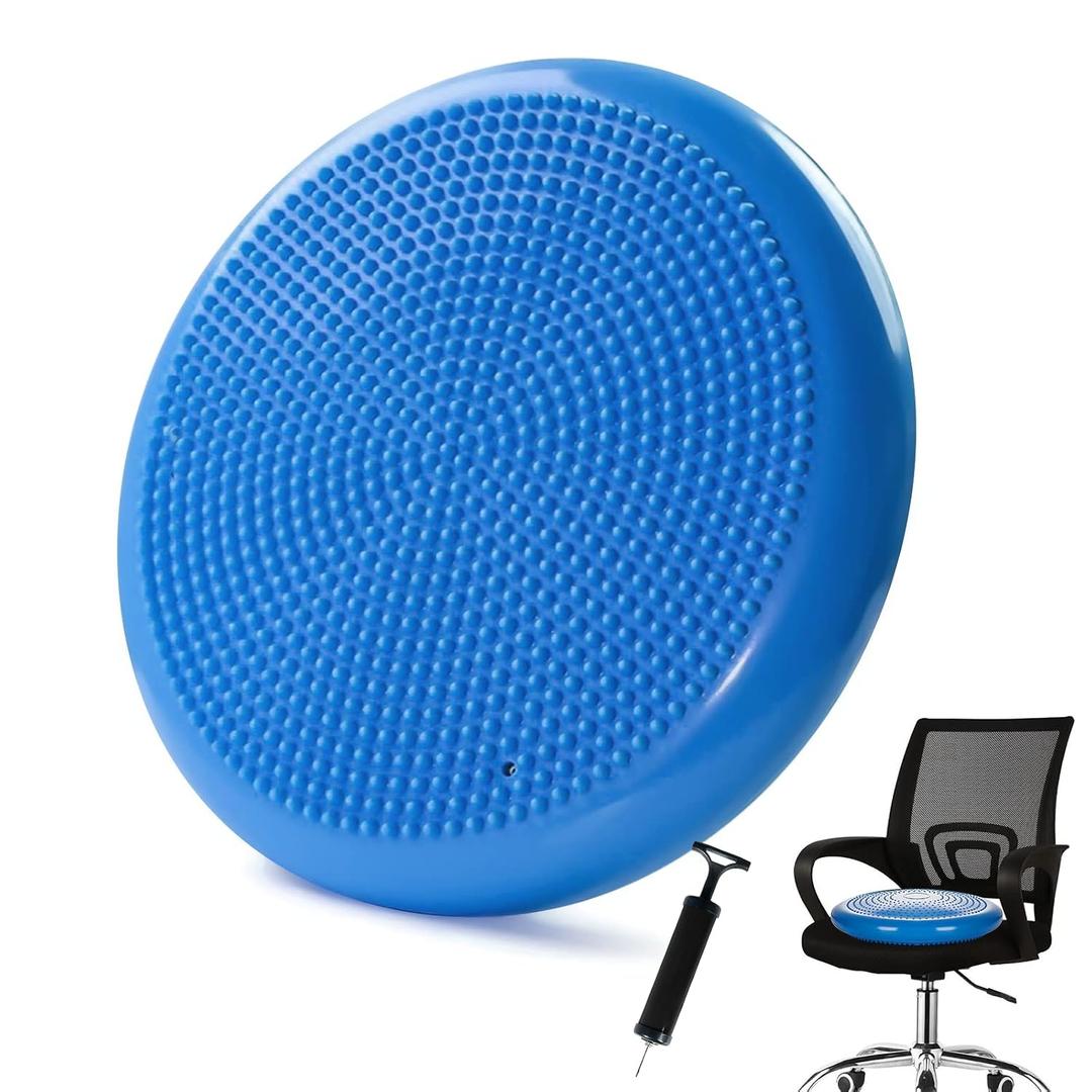 Wobble Cushion，Wiggle Seat，Balance Disc Extra Thick ，for Home Yoga Balance Stability Training, Office & Classroom Improve Sitting Posture Relive Back Pain(34cm/13.4in) (Blue)