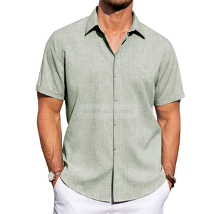 J.VER Men's Linen Shirts Casual Short Sleeve Button Down Shirt Beach Summer Vacation Holiday Wedding Cotton Tops S Size