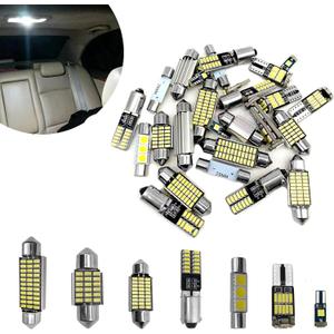 42PCS Interior Car LED Dome Light, Car Map Dome Trunk Cargo Door Courtesy License Plate Light 28mm 31mm 36mm 41mm T5 T10 6000K White Replacement Bulbs LED Bulb Kit - White