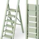 Mayi Plus 6 Step Ladder, Lightweight Folding Step Stool with Convenient Handgrip,Aluminum 330lbs Capacity Step Ladder for Office,Household,Kitchen,Library(Green)