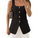 ZESICA SLEEVELESS VEST SQUARE NECK BUTTON DOWN BLAZER VESTS L