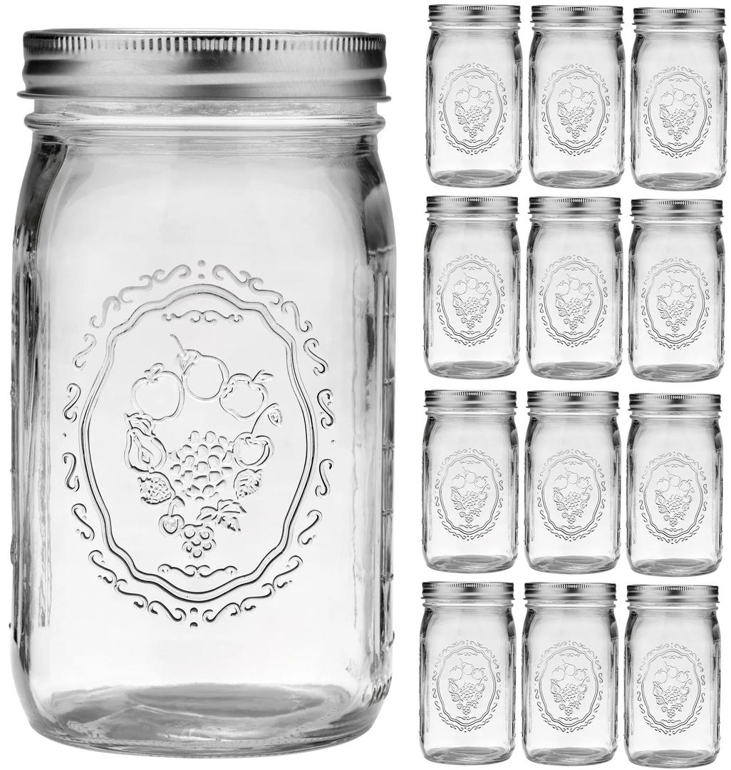 Esrentle 16 Pack 8 oz Mason Jars with Regular Airtight Lids - Glass Canning Jars 8 oz, Mini Mason Jars for Jam, Jelly, Honey, Overnight Oats, Party Favors, Shower Favor, Separable Lids