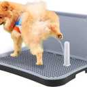 Indoor Dog Potty, Puppy Changing Pee Pad Holder Tray Training with Splash Guard for Small Dogs Toilet Indoor Outdoor, Waterproof Easy Clean 20" L x 15.1" W x 10.7" H