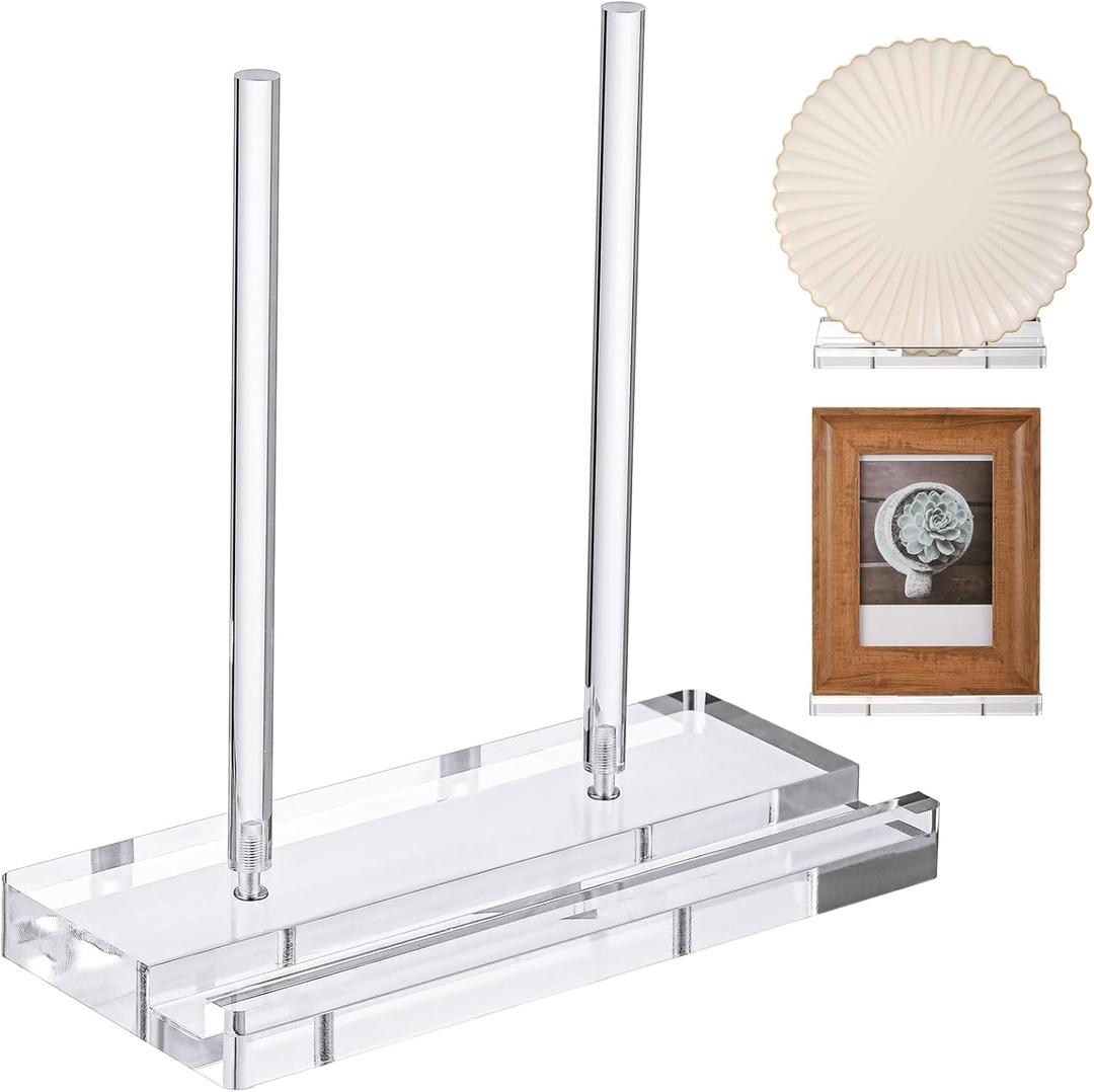 Tabletop Acrylic Display Stand Clear Easel Acrylic Book Display Holder Artwork Storage Rack for Picture Plate Frame Albums Record Magazine Tablet Canvas Board(Clear,5.9 x 3.5 x 5.9 Inch)