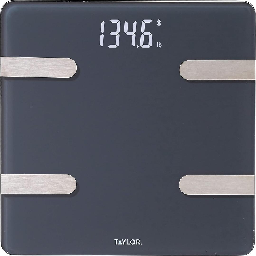 Taylor Bluetooth Smart Body Composition Scale for Body Weight, Body Fat, Water, Muscle and Bone Mass, Weight Tracking, and BMI with Smartphone App, 400 lbs - Charcoal (5297054)