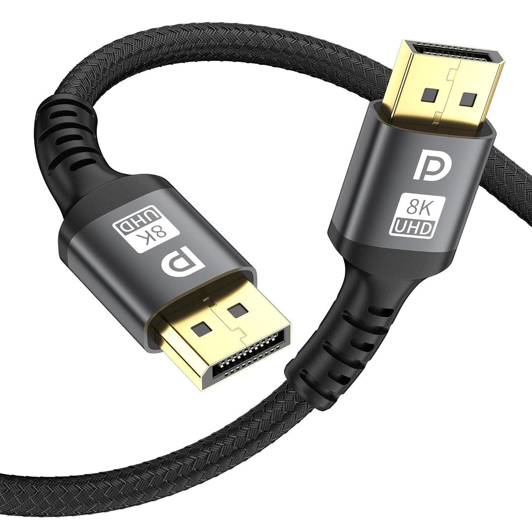 8K Displayport Cable10ft High Speed-1.4 Cable DisplayPort[8K@60Hz4K@144Hz, 2K@240Hz] Supports 32.4Gbps,and is Used for HDR,FreeSync G-Sync,GamingMonitor PC TV Graphics