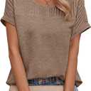 Dokotoo Womens Tops Trendy Crewneck Short Sleeve Summer T Shirts Casual Solid Loose Basic Pleated Blouses (M)