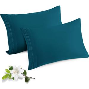 Horbaunal 2 Pack Microfiber Pillowcases Standard Size Teal Bed Pillow Cases with Envelope Closure, 1800 Thread Count Soft & Shrinkage Resistant Pillow Covers, 20 x 26 Inches