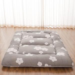 Japanese Floor Mattress, Futon Mattress with Portable Storage Bag and Washable Cover, Roll Up Thick Tatami Mat Suitable for Camping, Guest Room, Grey Cotton, Queen