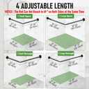 L Shaped Shower Curtain Rod - [23''-53''] x [23''-53''] Adjustable Corner Shower Curtain Rod 90 Degree Black for Bathroom Bathtub, Clothing Store with 12 Ring Hooks & Ceiling Support