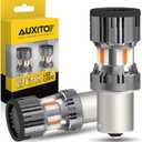 AUXITO 2025 Upgraded 1156 LED Bulbs Turn Signal Light with Fan, 4000LM 600 Super Bright Amber Yellow, BA15S 1141 7506 1003 P21W 1156A Canbus Error Free LED Replacement Bulbs, Pack of 2