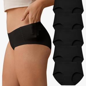 SHARICCA Womens Seamless Underwear No Show Hipster Panties Invisible Lightweight Nuage Bikinis Briefs Microfiber Pack, M