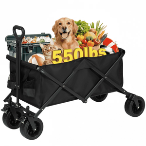 Naipo Collapsible Wagon Cart Foldable Utility Heavy Duty Wagons Carts with 550lbs Capacity Folding Bench Garden Cart for Grocery Shopping
