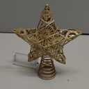 Juegoal Star Tree Topper with 20 LED Lights, Metal Golden Lighted Treetop Ornaments, Battery Powered Light Up Christmas Tree Decorations, 6.5 x 6.5 Inches