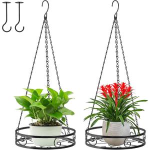 2-Pack Hanging Planters for Indoor Plants - Heavy Duty Metal Plant Hanger Indoor with 3 Chains and Hooks Aesthetic Hanging Plant Holder for an Instant Gardening Decor