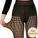 Fleece Lined Tights Sheer Women - Fake Translucent Warm Pantyhose Leggings Sheer Thick Tights for Winter (XXL)