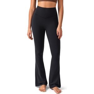 Colorfulkoala No Front Seam Flare Leggings Dreamlux High-Waisted Workout Yoga Pants for Women 27.5"/ 29.5"/ 31.5" Inseam (Black, XS)
