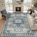 DEXI 9x12 Area Rugs for Living Room, Washable Rug for Bedroom, Blue Grey