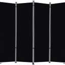 RANTILA 4 Panel Room Divider, 6 FT Folding Privacy Screen with Wide Feet, Freestanding Partition for Room Separation, Portable Room Divider Panel, 89" W x 71" H, Black