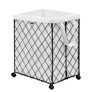 Laundry Hamper on Wheels-93L Basket Large Laundry Collapsible With Removable Liner, Rolling Metal Wire Basket-Sturdy Laundry Bag for Dirty Clothes Organization Closet Bathroom Living Room