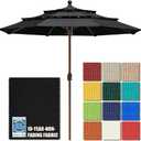 EliteShade USA 10-Year-Non-Fading 11ft 3-Tier Market Patio Umbrella, Commercial Grade Outdoor Table Umbrella with Crank Open, Windproof & UPF 50+ UV Protection, Heavy Duty Ventilation for Garden, Deck, Pool, Backyard, Beach & Bistro, No Tilt, Black