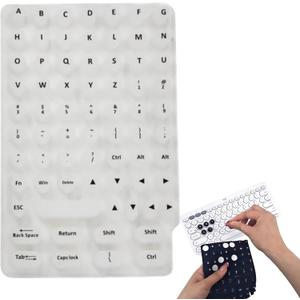 Heart Shaped Keyboard Stickers for Long Nails, English Letters Desktop Typing Bubbles, 70 Pieces (White)