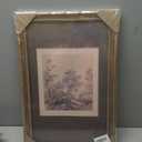 Vintage Gold Framed Wall Art Tree Forest Landscape Painting Canvas Prints Green Gray Tree Natural Sketch Picture Rustic Farmhouse Poster Artwork for Living Room Bedroom Bathroom, 16x24in