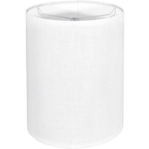 Tall Lamp Shade, White Drum Lampshade for Table Lamps Floor Lamp, 10" Top X 10" Bottom X 13" High Large Line Fabric Lamp Shade, Easy Assembly Replacement Lampshades