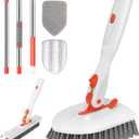 SetSail 4-in-1 Tile Tub Floor Scrubber with 52-inch Adjustable Long Handle Shower Cleaner Brush with V-Shaped Grout Brush and 3 Replacement Brush Heads for Cleaning Bathroom Kitchen Walls Tub Tile