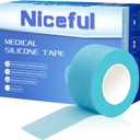 4 Rolls Silicone Sensitive Skin Tape 1"x 4 Yard, Repositionable Medical Tape for Waterproof, Easy to Remove, Blue Lash Tape Non-Woven Silicone Roll Tape for Wound Care