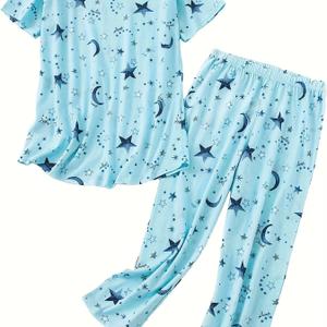 QZH.DUAO Girls & Women's Pajamas Set 100% Cotton PJ Set Button-Down Short Sleeve Sleepwear for Ages 5-14 (11-12 Years, Teal)