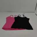 V FOR CITY Women's Shelf Bra Camisole Tops Adjustable Spaghetti Strap Cami Tank Cotton Undershirts 2 Pack (Small, Black/Hot Pink)