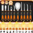 Halloween Pumpkin Carving Kit with Stencils, 30 PCS Professional Pumpkin Carving Tools, Heavy Duty Pumpkin Carving Knife, Safety Stainless Steel Jack-O-Lanterns Pumpkin Carving Set for Kids Adults