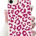 NITITOP Compatible with iPhone 12 Case Aesthetic Cute Leopard Print Pattern for Women Girls Men Trendy Slim Fit TPU Bumper Silicone Shockproof Full Camera Protection Cover - Rose Pink