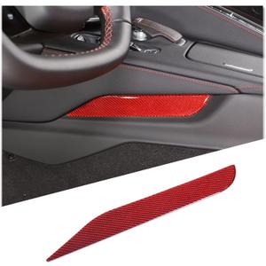 Soft Carbon Fiber Center Console Left Trim Cover Compatible with Chevrolet Corvette C8 Stingray 2020-2025, Center Console Driver Side Decorative Cover Cover (Red)
