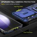 Ezanmull for Samsung Galaxy S24 FE Case with Slide Camera Cover + Screen Protector(2 Packs), Rotated Ring Kickstand Military Grade Shockproof Protective Cover for Samsung Galaxy S24 FE (Dark Blue)