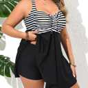 Daci Plus Size Women Two Piece Swim Dress with Shorts Flowy Swimsuits Tummy Control Bathing Suits
