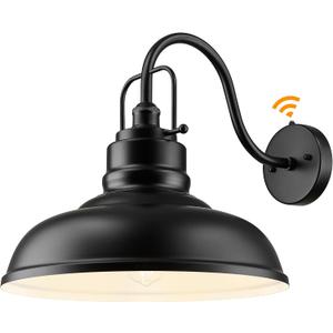 Zeyu 18 Inch Dusk to Dawn Outdoor Barn Light, 1-Light Wall Light, Modern Wall Sconce for Garden Garage, Matte Black Finish, 016-1BL-PC BK, 17.7''